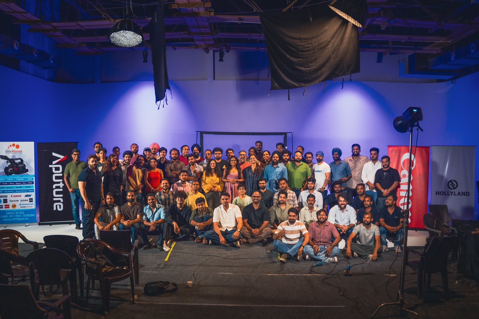 Group photo of a full bootcamp cohort on the cyclorama
